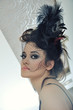 beautiful brunette woman with interesting hairstyle