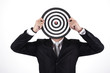Businessman holding a dartboard Businessman holding a dartboard