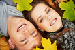 Young couple at autumn outdoors