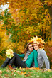 Couple at autumn outdoors