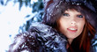 Winter wild woman on snow