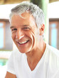 Closeup of confident mature man smiling