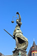 Statue of Lady Justice in front of the Romer in Frankfurt - Germ