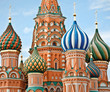 Famous Head of St. Basil's Cathedral on Red square, Moscow, Russ