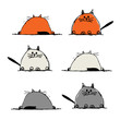 Funny cats, sketch for your design Funny cats, sketch for your design