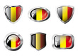 Vector: Belgium set shiny buttons and shields of flag with metal frame - Belgium set shiny buttons and shields of flag with metal frame -