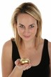 Pretty Girl Holding Golden Egg