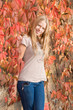 Beautiful girl in the red leafs Beautiful girl in the red leafs