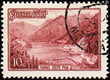 Lake Riza in Caucasus on post stamp
