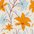Seamless pattern with abstract lily flowers for your design