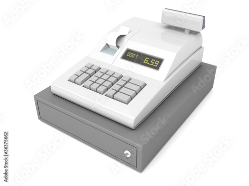Illustration: Cash register on white Cash register on white