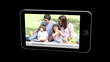 Smartphone showing families relaxing