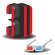 3D symbol and glasses
