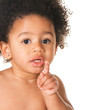 Lovely little child showing something