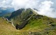 Carpathian mountains in Ukraine: on the ridge