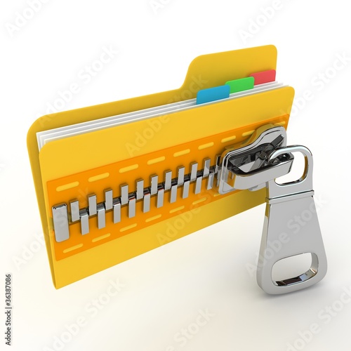 Illustration: File archive concept: The folder are zipped File archive concept: The folder are zipped