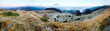 Autumn misty morning mountain panorama