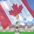 Illustration: The Canadian Flag and Houses of Parliament The Canadian Flag and Houses of Parliament
