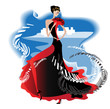 Spanish performed flamenco dance with a fan