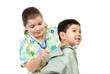 Nurse listens to breathing.