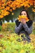 Girl in park colourful autumn Girl in park colourful autumn