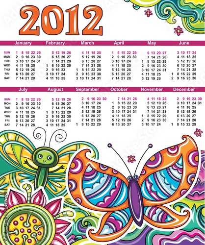 Vector: Colorful calendar for 2012 Colorful calendar for 2012