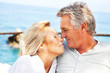 Portrait of a happy romantic couple outdoors. Portrait of a happy romantic couple outdoors.