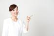 attractive asian woman showing