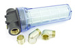 Filter for water with a transparent housing