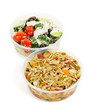 Prepared salads in takeout containers