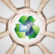 Conceptual image of the Earth with recycling symbol Conceptual image of the Earth with recycling symbol