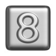 Metal alphabet in the form of a stamp. Number 8