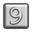Metal alphabet in the form of a stamp. Number 9