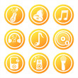 set of 9 orange musical tools signs set of 9 orange musical tools signs