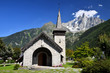 Les Praz de Chamonix and Aiguille Dru mountain