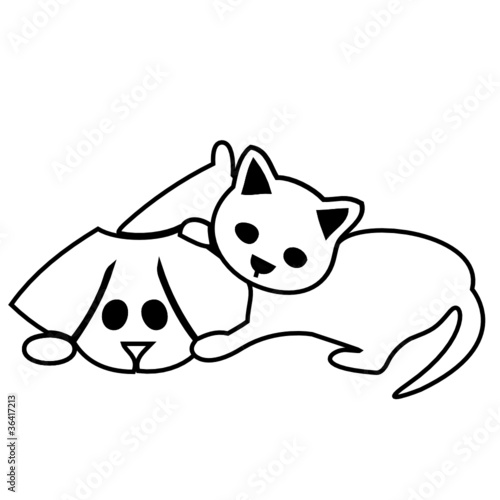 Vector: Cute cat and dog silhouettes Cute cat and dog silhouettes