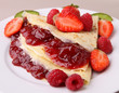 pancake with strawberry jam