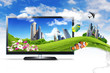 Large flat screen with nature images