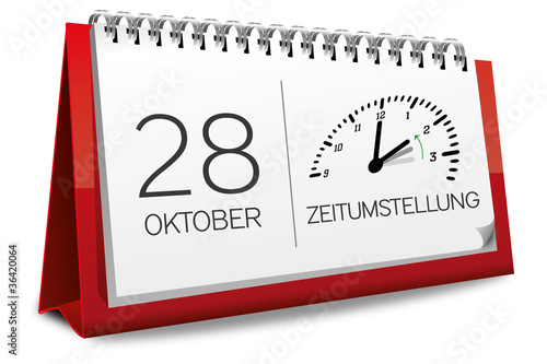 Vector: Kalender rot 28 Oktober Zeitumstellung Uhr 2 Kalender rot 28 Oktober Zeitumstellung Uhr 2