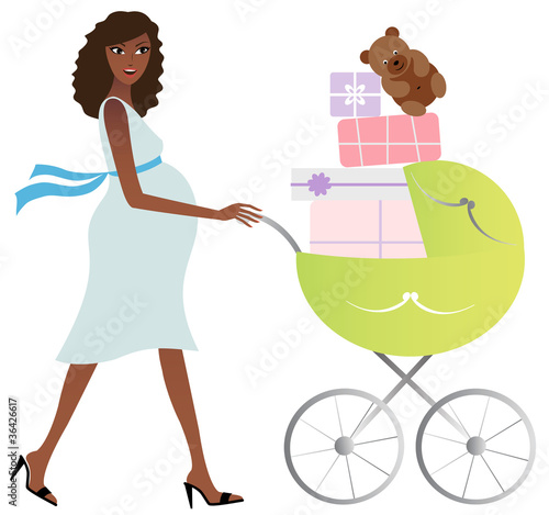 Presents  Baby  on Mother With Baby Carriage Full Of Presents    Panitram  36426617