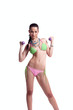 Brunette Girl with Dumbbells