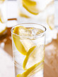 tray with glasses of lemonade.