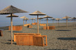 Sun umbrellas and chaise longue on the beach Sun umbrellas and chaise longue on the beach