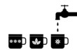 Silhouette of tap and mugs