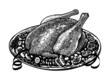 whole roasted turkey on decorated platter with garnish whole roasted turkey on decorated platter with garnish