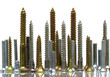 a set of silver and golden screws