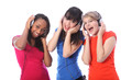 Photo: Teenage girls singing to music on mobile phones Teenage girls singing to music on mobile phones