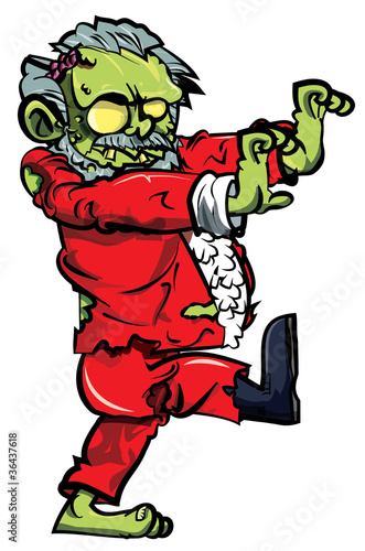 Vector: Cartoon zombie santa with one boot Cartoon zombie santa with one boot