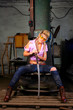 attractive girl with handmade katana attractive girl with handmade katana