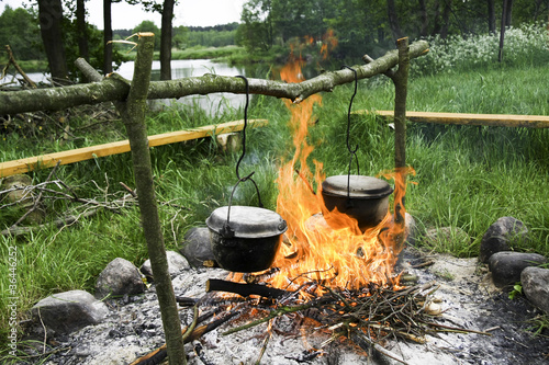 Foto: Ognisko nad jeziorem Ognisko nad jeziorem